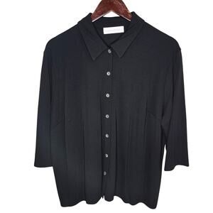 Valerie Stevens II Black Button Down Shirt 2X 0242
